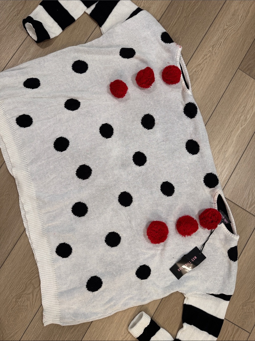 NWT Dolls Kill Trickz N Treatz Polka Dot Two Person Clown Sweater Halloween